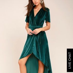 Lulus teal high-low wrap dress